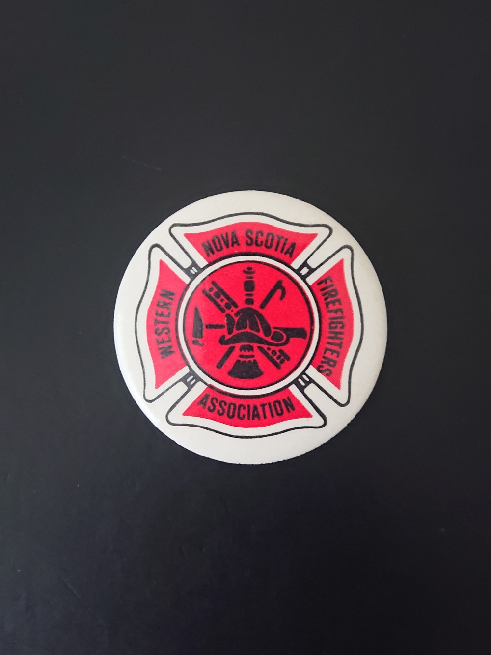 Vintage 2" Round Pin Button - Western Firefighters Association Nova Scotia